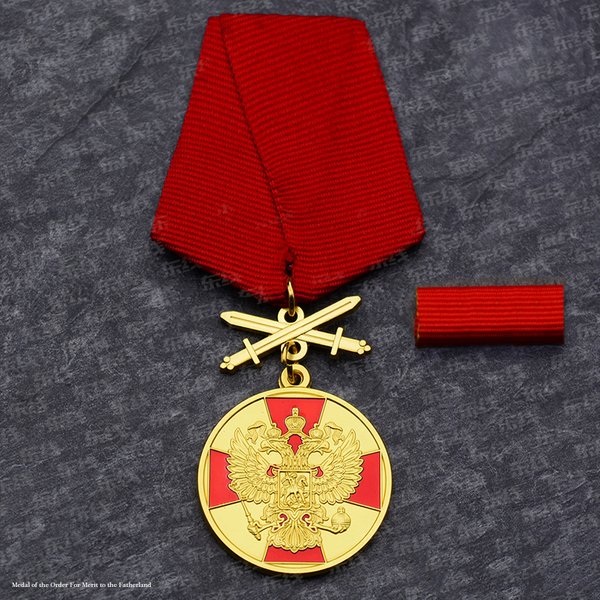 Russische Erstklassige Mutterlandswürdige Verdienstmedaille, Doppelköpfiger Adler-Abzeichen, Sammlerstück, Souvenir