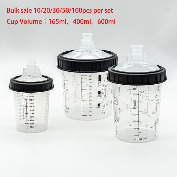 10/20/30/50pcs vente en vrac pistolet de pulvérisation réservoir de peinture pistolet de pulvérisation tasse de mélange 165/400/600ml tasse à mesurer jetable Type H/O tasse rapide
