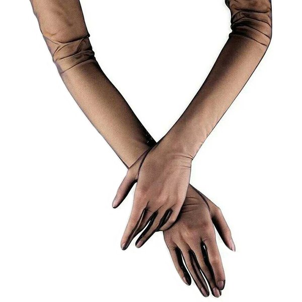 70 cm Sexy Spitze Dünne Hohl Transparent Lange Handschuhe Weiche Atmungsaktive Feste Net Garn Frauen Mann Leistung Party Elastizität Cosplay