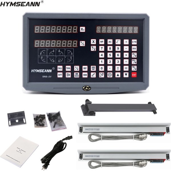 Komplettset, 2-Achsen-DRO-Kit, Fräsen, Drehmaschine, Grider, digitale Anzeige mit 2 Stück 5 μm optisches Lineal, lineare Skala, Encoderlinie