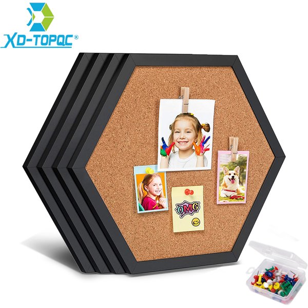 New Style Equilateral Hexagon Cork Board Innovative Message Board Pin Boards Wood Frame Decorative Postcard Wall Bulletin Board