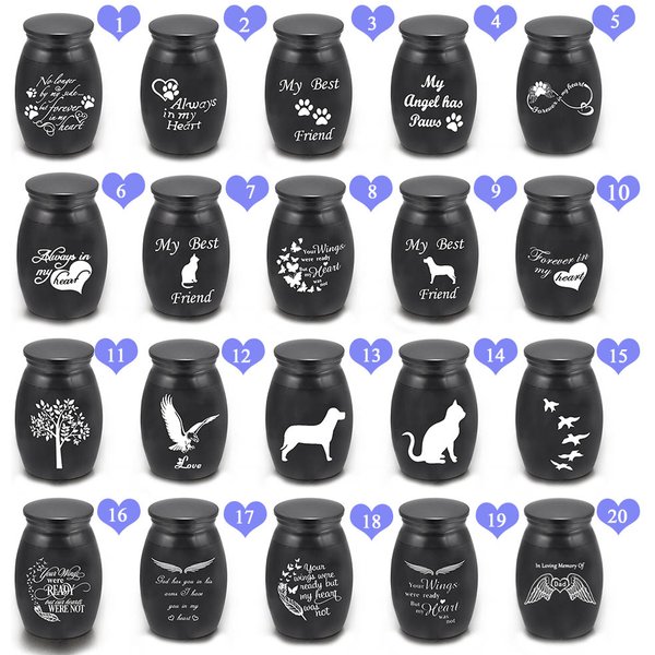 Mini urnes de crémation à graver noires, cercueil de cendres pour animaux de compagnie et humains, perte d'amour funéraire, pot d'urne de crémation en acier au titane, 3 pièces