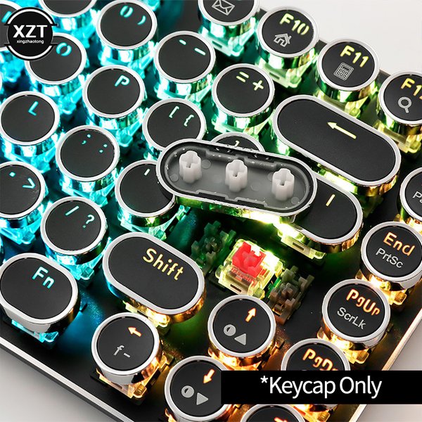 Capuchons de touches mécaniques ronds de remplacement, 104 touches, rétro ergonomiques, pour clavier de jeu Cherry MX rétroéclairé rvb