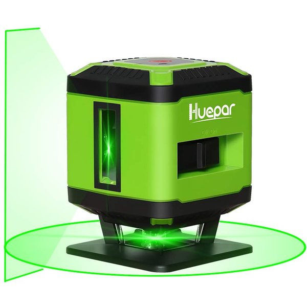 Huepar FL360G pour carrelage, ligne horizontale à 360 degrés 130 degrés, niveau Laser pour sol à ligne transversale à faisceau vert à 5 lignes