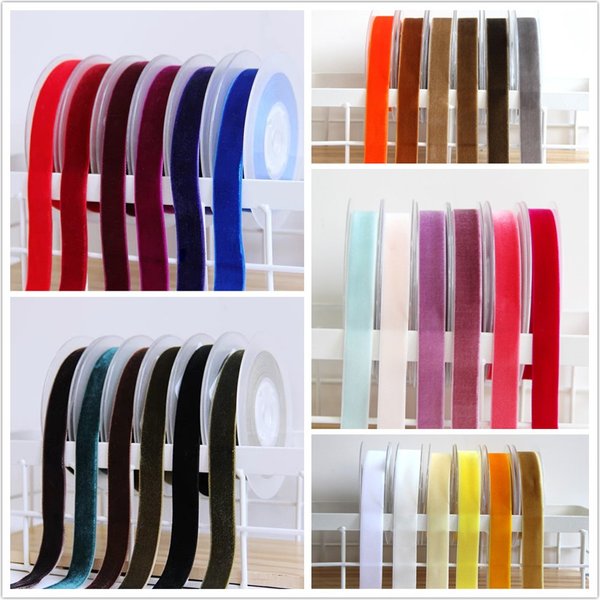 6/9/15/25mm Single Face Velvet Ribbon for Handmade Gift Bouquet Wrapping Supplies Home Party Decoration Christmas Velvet Tape