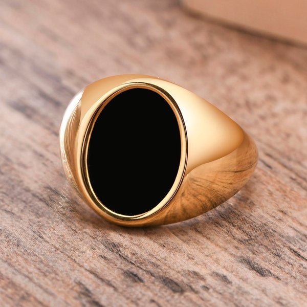 Bague chevalière en acier inoxydable avec plaqué or pour hommes, bijoux, bagues rondes à la mode, cadeau pour adolescents