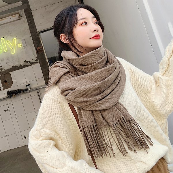 VISROVER New 20 Colors Woman Winter Scarf Fashion Female Shawls Cashmere Handfeeling Winter Wraps Solid Color Winter Hijab Gift