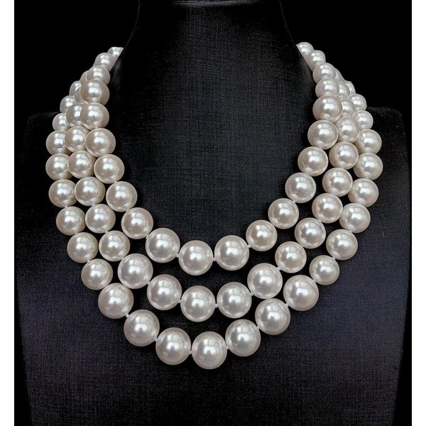Y · YING – collier à 3 rangées de perles de coquillages blancs, collier gradué, bijoux multicouches