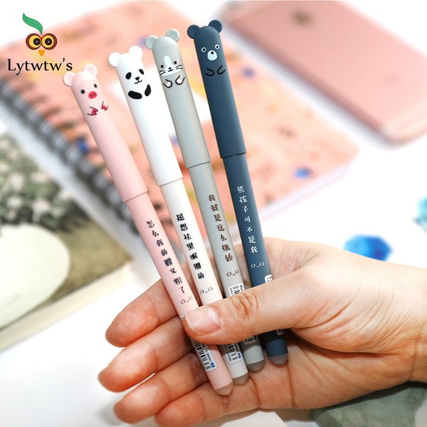 4 pièces dessin animé mignon Kawaii animaux ours effaçable stylo créatif école bureau Gel stylos fournitures cadeau papeterie