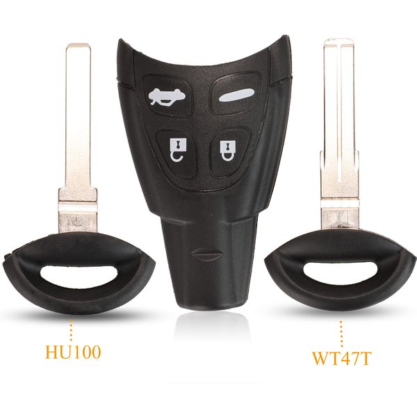 Jingyuqin 4 Buttons Replacement Remote Car Key Shell Case Fob For Saab 9-3 93 2003-2007 With Wt47t/HU100 Blade Option
