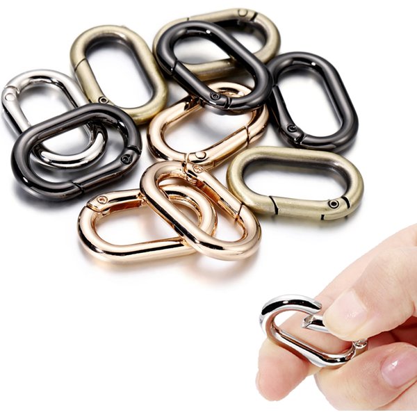 5 Teile/los Metall Oval Ring Frühling Verschlüsse Öffnende Karabiner Schlüsselbund Tasche Clips Haken Hund Kette Schnallen Stecker Für DIY Schmuck