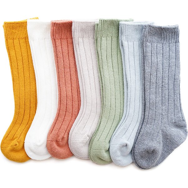 0 to 5 Years Autumn Winter Warm Kids Toddler Infant Baby Girls Boys Solid Knitted Long Socks Cotton Knee High Socks Newborn Baby