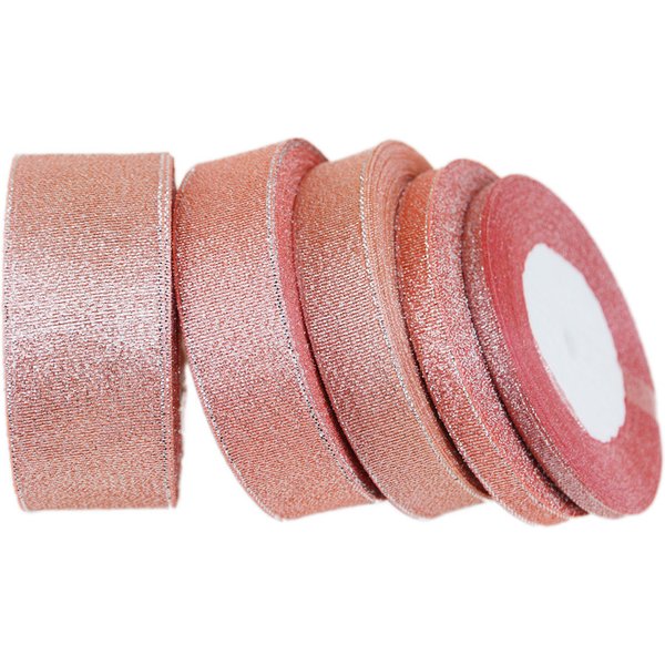 Ruban à paillettes métalliques rose chair, 25 mètres/rouleau, 6/10/20/25/40mm, pour emballage cadeau, vente en gros