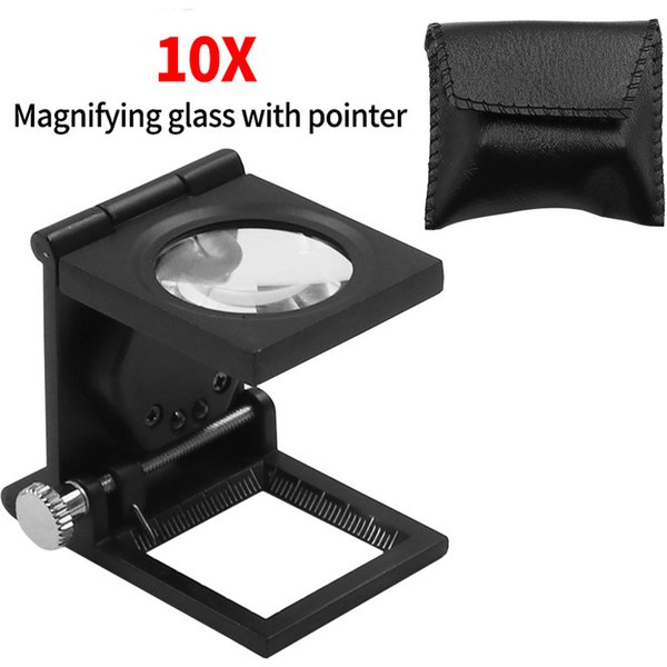 Testeur de lin pliant 10X, Mini loupes métalliques de poche, loupe de compteur de fil de tissu
