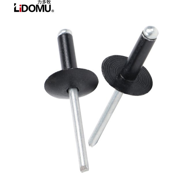 30/50pcs aluminium steel large flange head black blind rivets