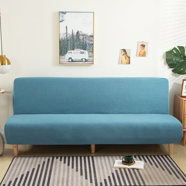 Solide Jacquard klapp sofa bett abdeckung für wohnzimmer armless sofa abdeckungen elastische spandex material weiche hussen