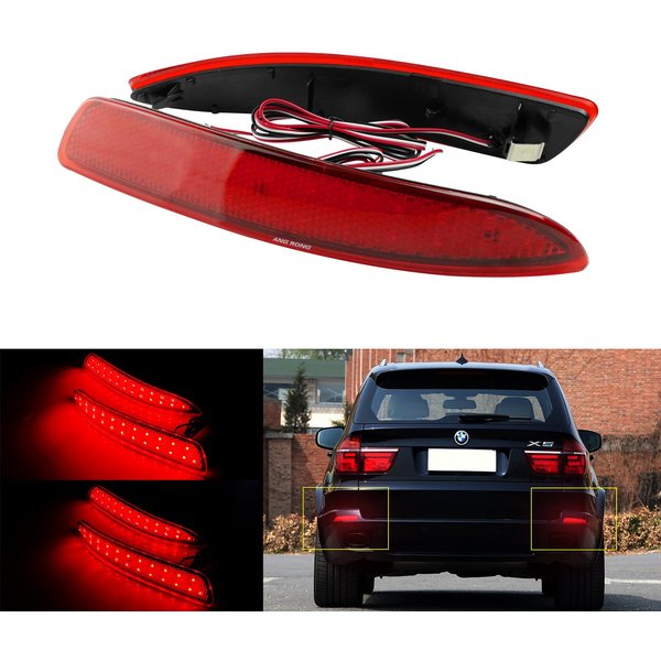 2X lentille rouge LED réflecteur de pare-chocs arrière feu Stop pour BMW X5 E70 M 2006-2013