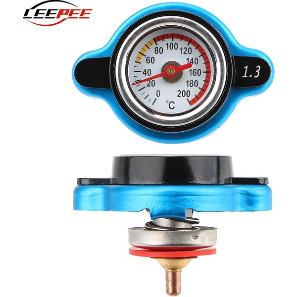 0,9/1,1/1,3 Bar Auto Wasser Tank Abdeckungen Mit Temperatur Gauge Thermometer Kühler Kappe Druck Temp Sensor Automotive zubehör