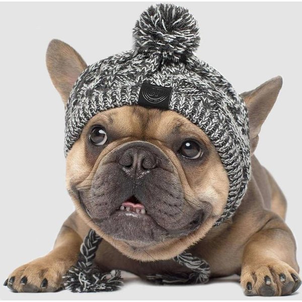 SUPERPET Winter Warm Dog Hats Windproof Knitting French Bulldog Hat for Dogs Chihuahua Hat Fluffy Ball Puppy Accessories Pet Hat