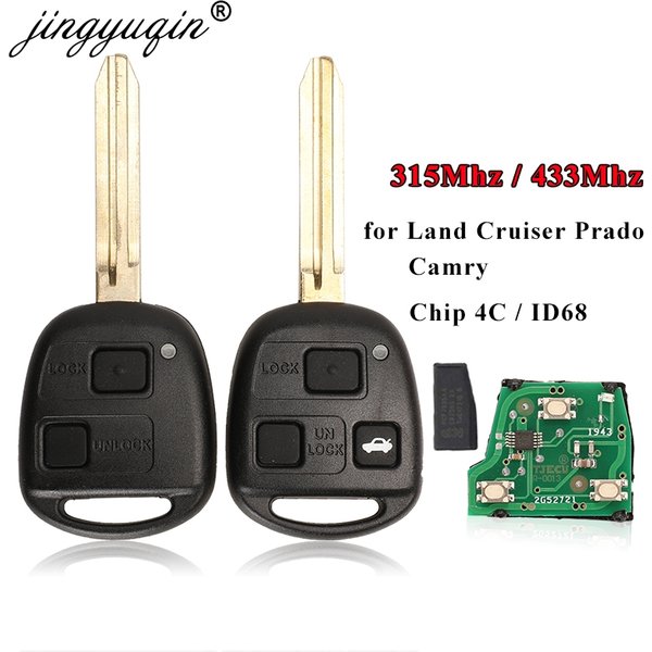 jingyuqin Remote Car Key with 4D67/4D68/4C Chip for Toyota Camry Land Cruser 120 Prado 2/3 Buttons 315MHz 433MHz TOY43 Keys