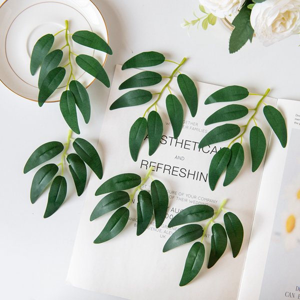 50 pièces de plantes artificielles, fleurs en soie vertes, feuilles de saule, printemps et été, décoration DIY, cadeau, accessoires pour la maison, mariage, bouquet de mariée