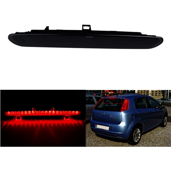 ANGRONG Black Lens LED Rear High Level 3rd Brake Stop Light For Abarth Fiat Grande Punto EVO