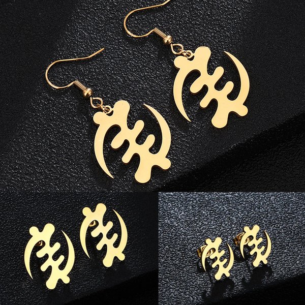 Boucles d'Oreilles Africaines en Or/Argent Adinkra Gye Nyame, Bijoux Ethniques, Cadeau pour Femme