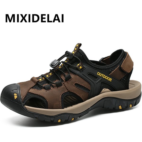 Offre spéciale d'été hommes sandales en plein air antidérapant hommes sandales de plage à la main en cuir véritable chaussures pour hommes mode hommes baskets