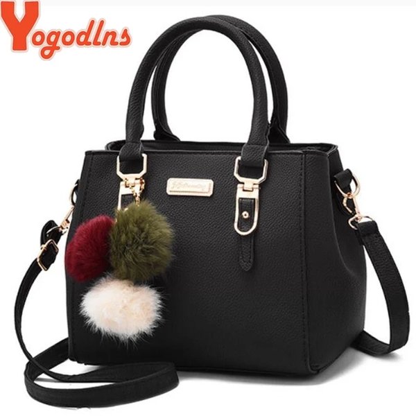Yogodlns – Sac à main avec pendentif et perles, sacoche à bandoulière gaufré pour dames, fourre-tout en boules de cheveux de bonne qualité