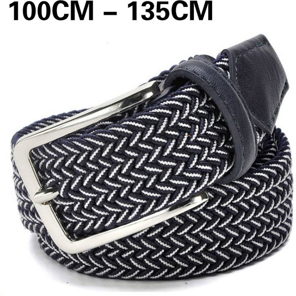 2020 Hand Woven Women Belt Korean Men Elastic Pin Buckle Pants Canvas Blue And White Belt 100-135CM Jeans Fashion Design