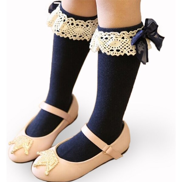 Lawadka 1-5 Jahre Mädchensocken Kinder Kniestrümpfe mit Spitze Baby Beinwärmer Baumwolle Prinzessinnen-Stil Herbst Winter 2026
