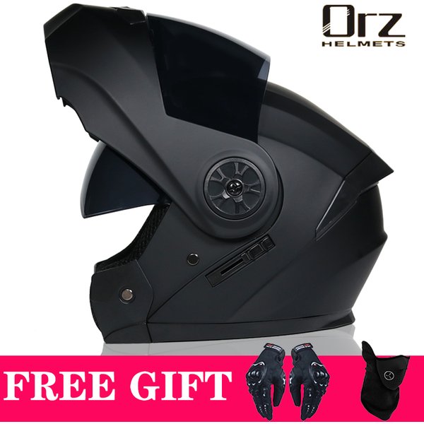 Casque de moto à rabat modulaire de sécurité approuvé DOT, Voyage Racing, double lentille, visière intérieure, Orz-161