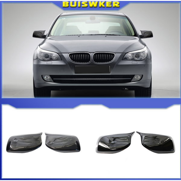 Rückspiegel-Abdeckkappe aus Kohlefaser/Schwarz für BMW 5er E60 E61 E63 E64 2004–2008 520i 525i 528i 528xi 530i