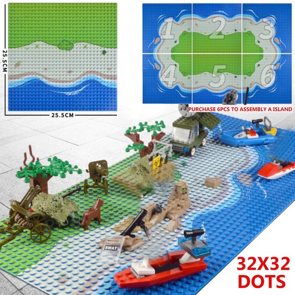 32x32 Punkte Insel-Grasland-Stil Grundplatten-Teile für City-Militär-Soldatenfiguren Moc Bausteine Ziegel Spielzeug-Szenen