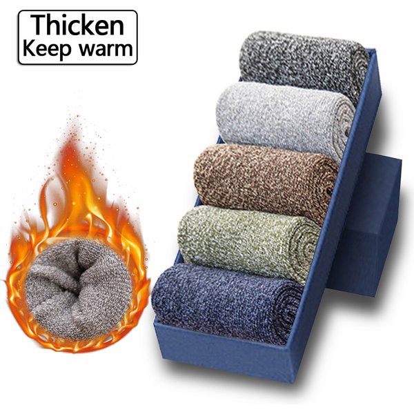 5 Pairs Thicken Socks Men High Quality Towel Keep Warm Winter Socks Cotton Christmas Gift Socks For Man Thermal Size 38-45