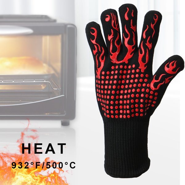 Gants de four à micro-ondes ignifuges antidérapants, mitaines de four extrêmement résistantes à la chaleur, 300 à 500 Centigrades, ignifuges, pour barbecue