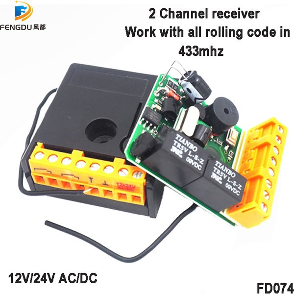 Récepteur de porte de garage sans fil à 2 canaux, interrupteur à distance, télécommande pour porte de garage, compatible avec tous les codes roulants sur 433 MHz