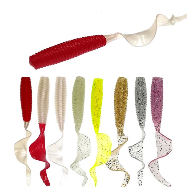 10 pièces leurre de poisson appât souple 55/65/75/85mm ver artificiel leurre en Silicone pour la pêche avec odeur de sel carpe bar Pesca pêche Takcle