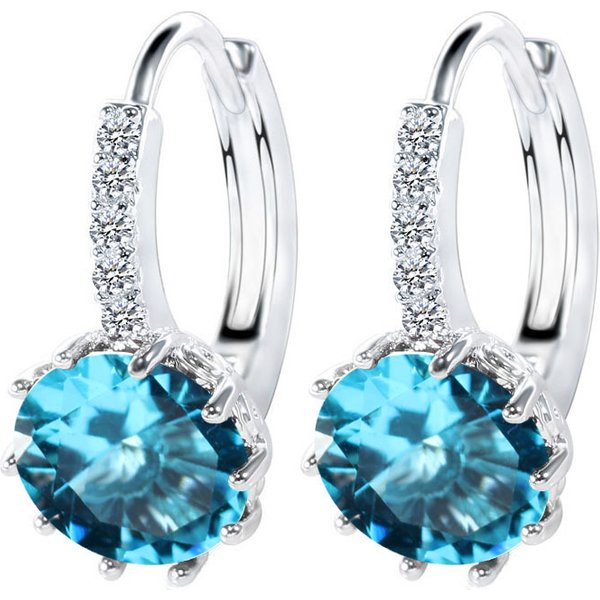 Großer Verkauf 925 Sterling Silber Farbe Schleife Creolen Candy Farbe Kubikzircon Charms Frauen Schmuck Hochzeit Zubehör Brincos
