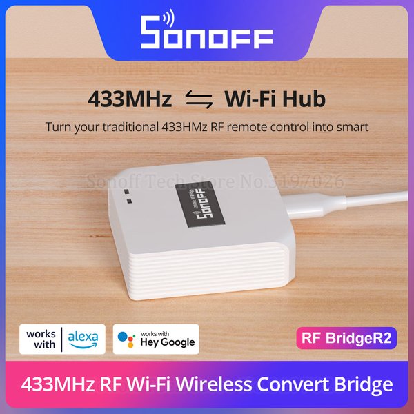 SONOFF RF Bridge R2 433MHz RF Wi-Fi passerelle sans fil scène intelligente prise en charge de la sécurité à domicile capteur DW2-RF PIR3-RF via eWeLink Alexa