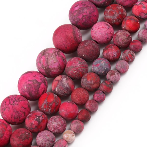 Perles naturelles Turquoises américaines mates, Howlite Fuchsia, pierre ronde pour la fabrication de bijoux, accessoires de bracelet à bricoler soi-même, 15 pouces, 4-10mm