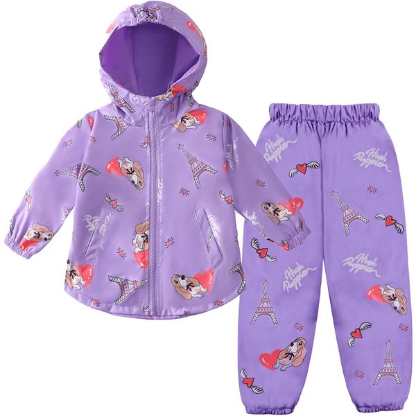 LZH Children Clothing Sets Autumn Winter Toddler Baby Girls Clothes Waterproof Raincoat Jacket+Pant Outfit Kids Sport Suit