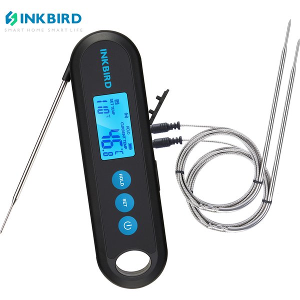 INKBIRD thermomètre à viande numérique avec 2 sondes externes affichage rétro-éclairé IHT-2PB lecture instantanée 2 secondes Bluetooth Rechargeable