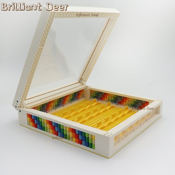 MOC – présentoir de figurines de ville montables au mur, boîte de rangement de Collection, panneau en plexiglas anti-poussière, blocs de construction avec supports