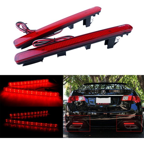 2x passend für Acura TSX Limousine 2009–2014, rote LED-Heckstoßstangenreflektor, Heckbrems-Stopplichter