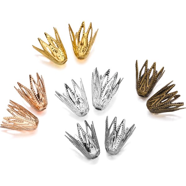 Bouchons de perles en filigrane en forme de fleur ajourée, 100 pièces/lot, pour bricolage, Bracelet, boucles d'oreilles, fournitures de fabrication de bijoux, accessoires