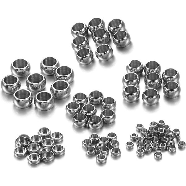 120pcs 1.5 2.5 4mm Stopper Spacer Beads Stainless Steel Big Hole Ball Crimp End Beads For Diy Jewelry Making Findings Supplies