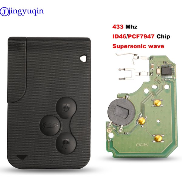 Jingyuqin-Carte-clé télécommande intelligente à 3 boutons, transpondeur ID46-PCF7947, 433MHz, avec insert, pour voiture Renault Megane, Scenic, Grand, Supersonic, Wave