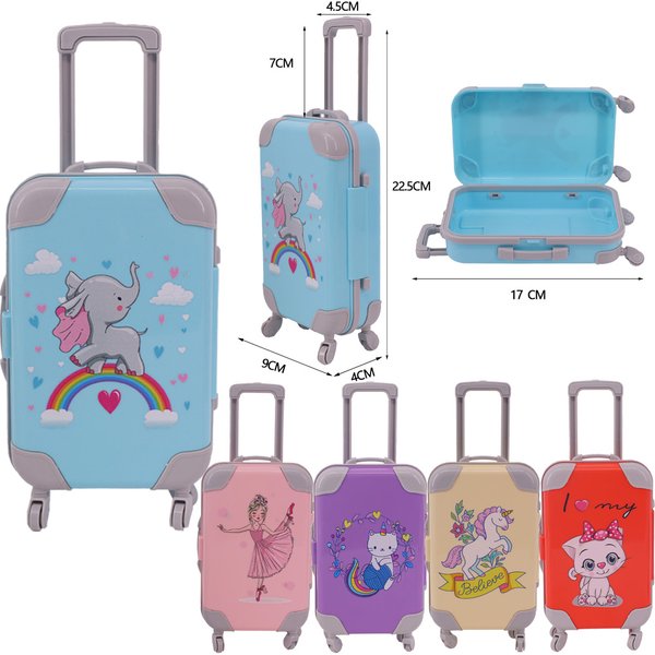 Puppenzubehör-Koffer mit Cartoon-Tiermotiv, passend für 18-Zoll-amerikanische Puppen, 43 cm, Aufbewahrung von Babypuppenkleidung, Kinderspielzeug, Geschenk