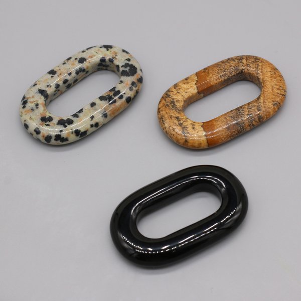 Pendentif ovale creux en pierre naturelle, breloques en jaspe dalmatien pour la fabrication de bijoux, artisanat, boucle d'oreille, collier, 25x40mm, nouvelle mode
